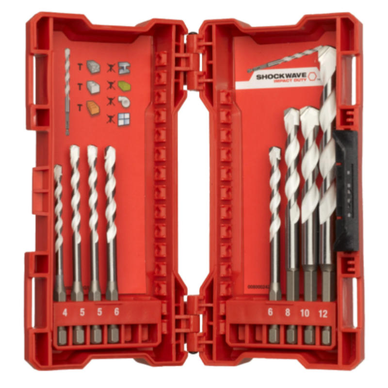 Milwaukee SHOCKWAVE EMEA Multi-Materiaalboren Set (4/5/5/6/6/8/10/12)
