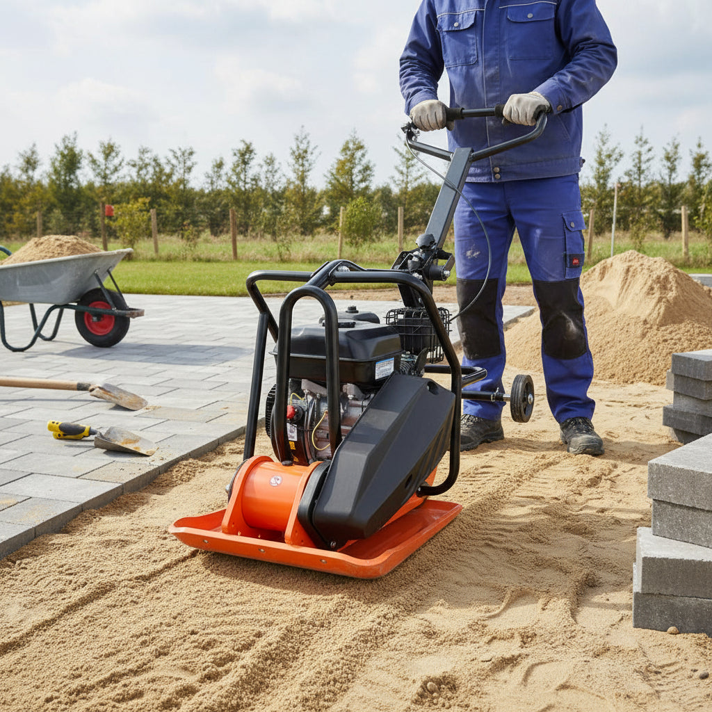 Altrad Eco trilplaat GIANT - 80kg SET met wielstel & rubber trilmat-keizers.nu