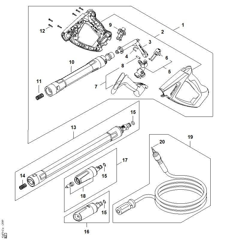 STIHL RE015300030 Vlakstraalsproeier positie 16 technische tekening
