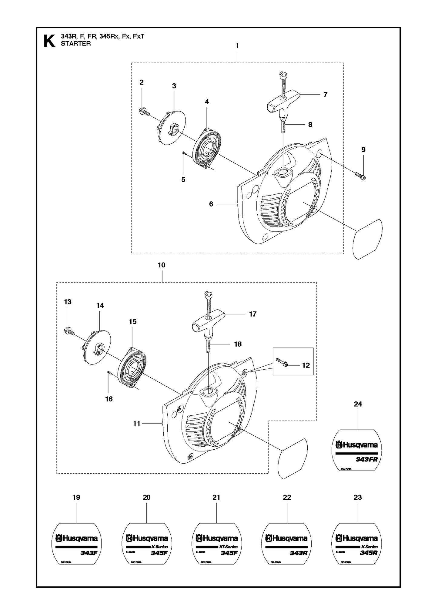 Husqvarna 503947802 onderdelentekening - positie 1