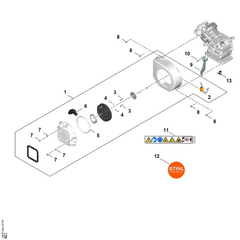STIHL 0004-195-8203 startkabel positie 5 technische tekening