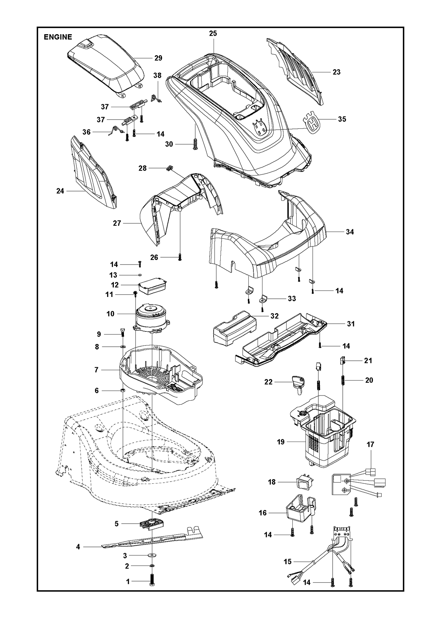 Husqvarna 501489801 onderdelentekening - positie 37