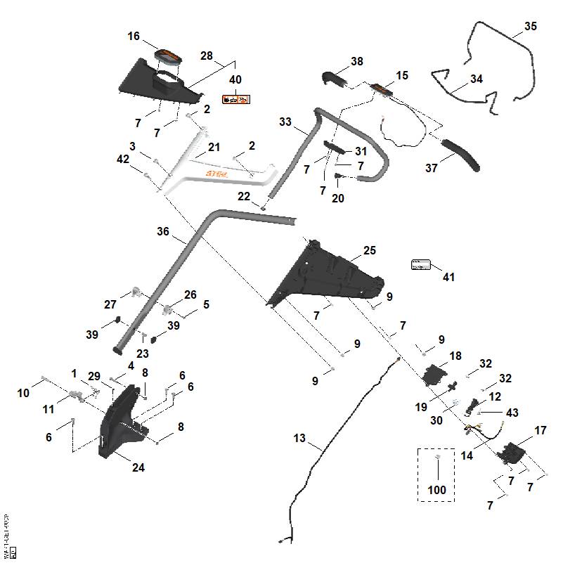 STIHL WA704325000 Huishelft onder positie 17 technische tekening
