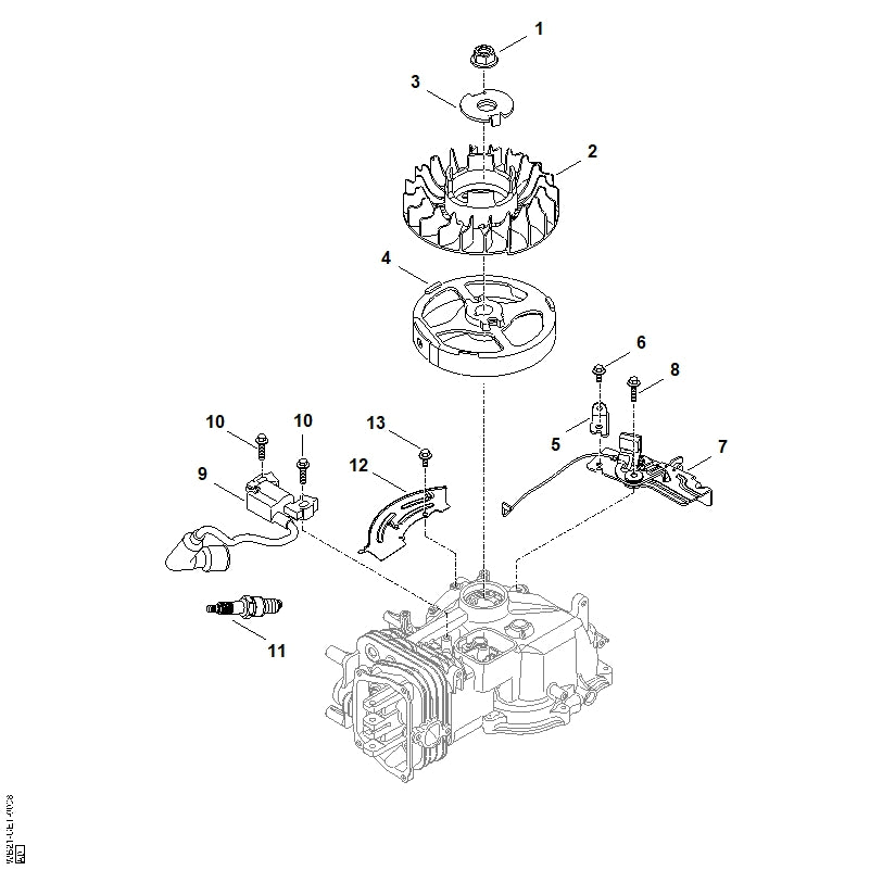 STIHL 0007-951-9708 Bout positie 6 technische tekening