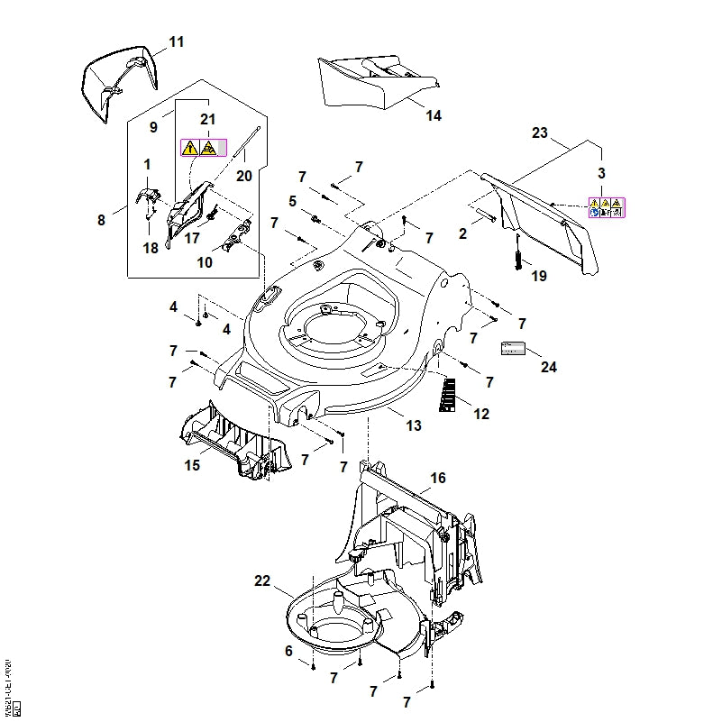 STIHL WB217060700 Afdekkap positie 22 technische tekening
