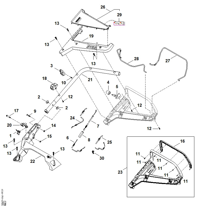 STIHL WB417007515 Kabel positie 25 technische tekening