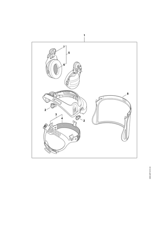 STIHL 0000-889-9027 Gelaatsbeschermer, venster positie 8 technische tekening