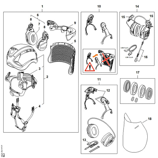 STIHL 0000-889-9026 Gelaatsbeschermer, nylon rooster zwart positie 5 technische tekening