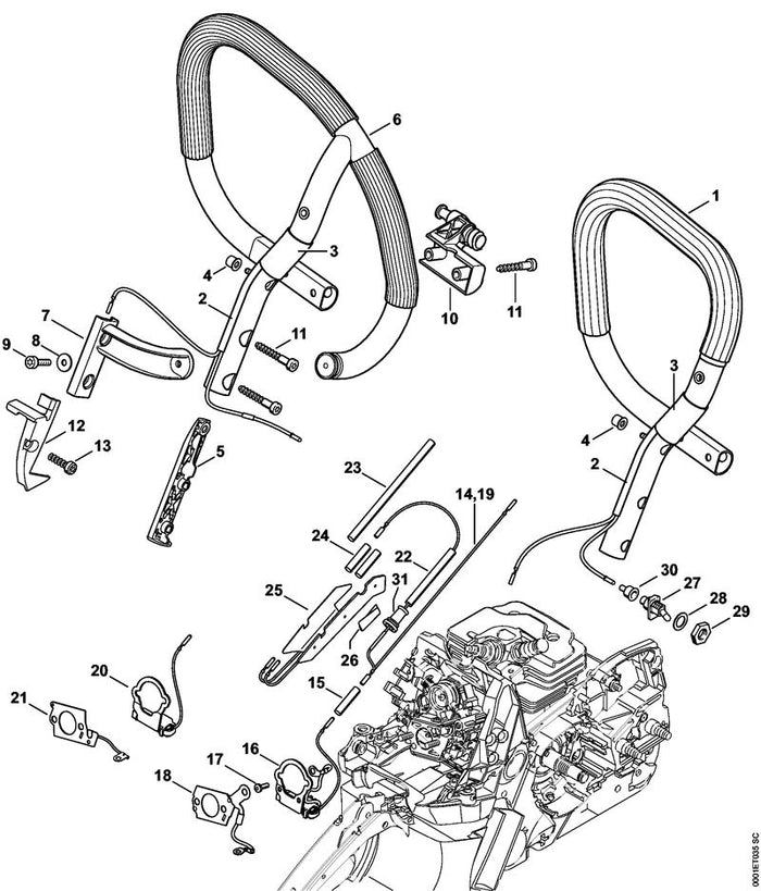 STIHL 1140-791-1900 Handgreephouder positie 10 technische tekening