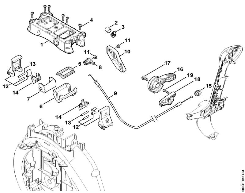 STIHL 4244-790-2403 Bowdenkabel positie 9 technische tekening