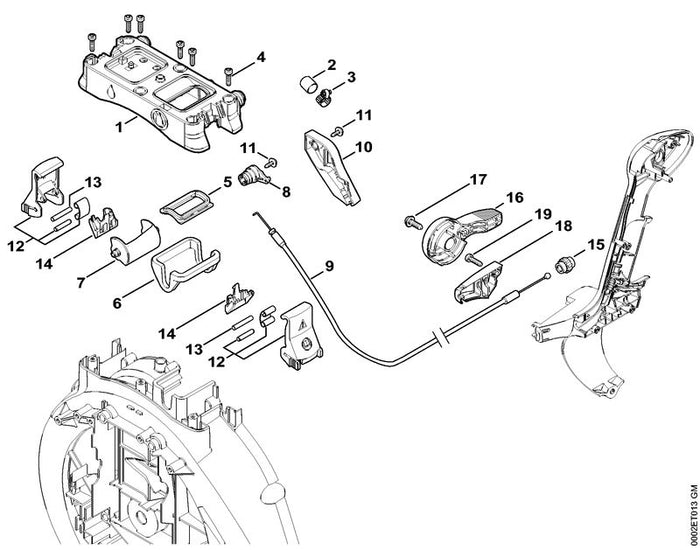 STIHL 4244-790-2403 Bowdenkabel positie 9 technische tekening