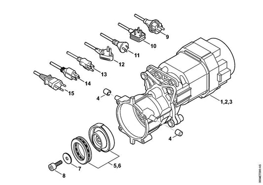STIHL 4787-440-2000 Aansluitkabel EUR positie 9 technische tekening