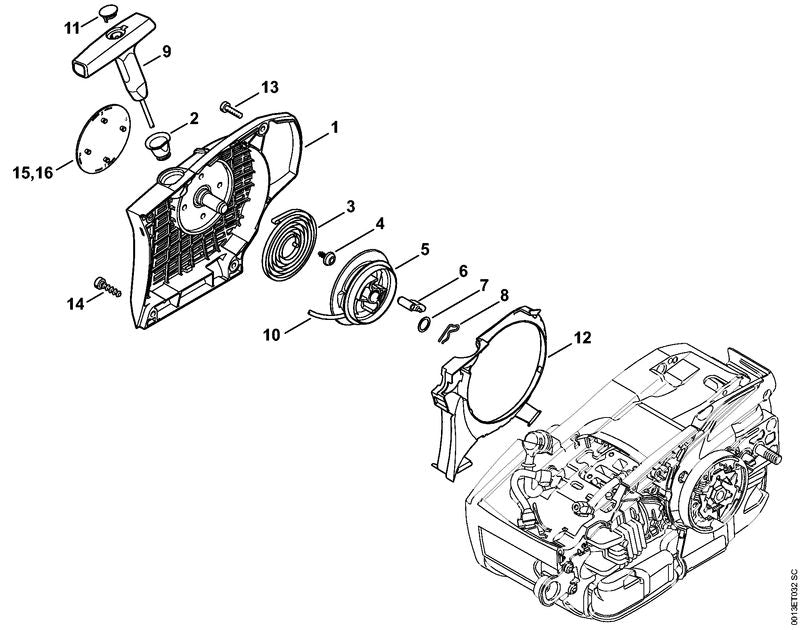STIHL 1145-967-1501 Typeplaatje MS 201 positie 15 technische tekening