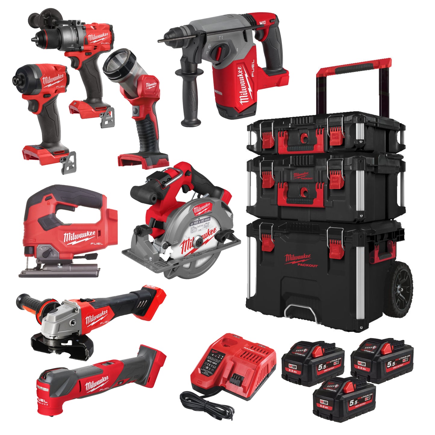 Milwaukee M18 FPP8E-553P 18V Li-ion 8-Delige combiset