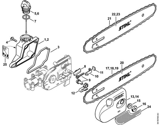 STIHL 4182-350-0304 Olietank positie 1 technische tekening