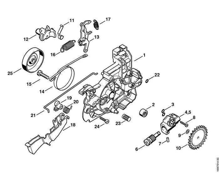 STIHL 1208-162-1500 Stangenstelsel rem positie 21 technische tekening
