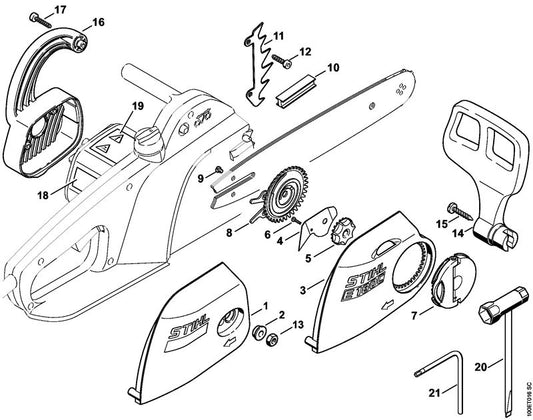 STIHL 1208-648-3800 Afdekplaat positie 4 technische tekening