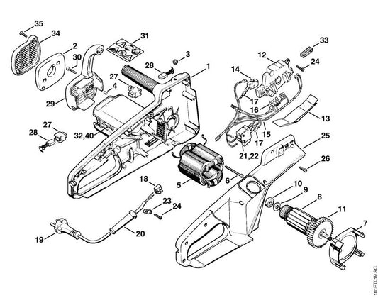 STIHL 1207-600-0850 Carter positie 1 technische tekening