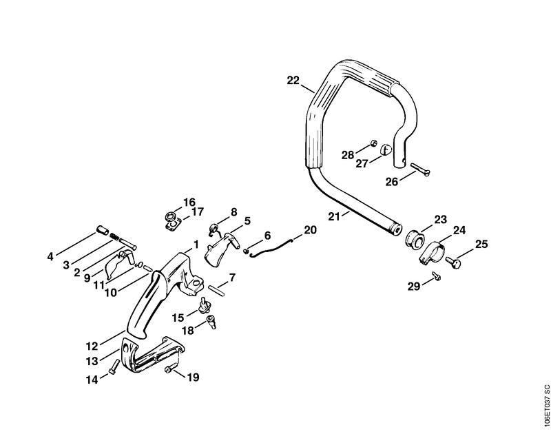 STIHL 1106-790-1501 Handgreep m slang positie 21 technische tekening