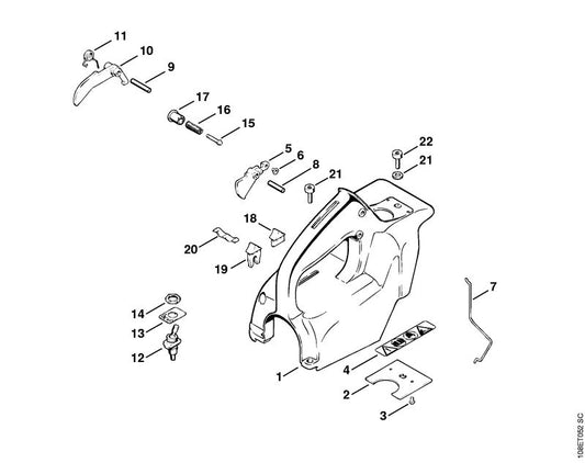 STIHL 1108-182-1500 Gasstang positie 7 technische tekening