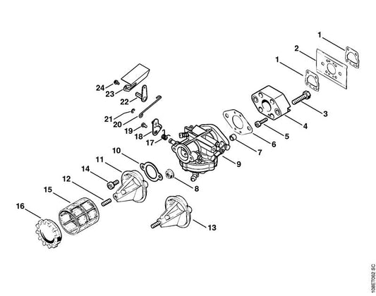 STIHL 1108-140-1000 Filterdeksel positie 16 technische tekening
