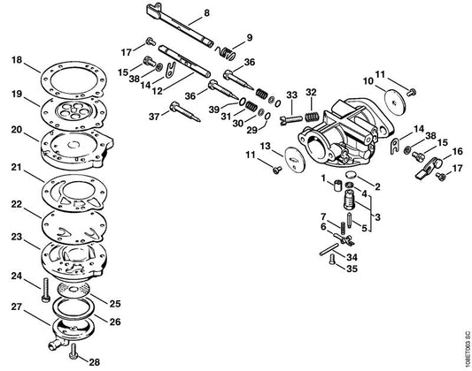 STIHL 1108-121-3000 Chokeklepas positie 12 technische tekening