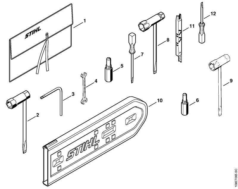 STIHL 1108-890-3400 Combisleutel positie 8 technische tekening