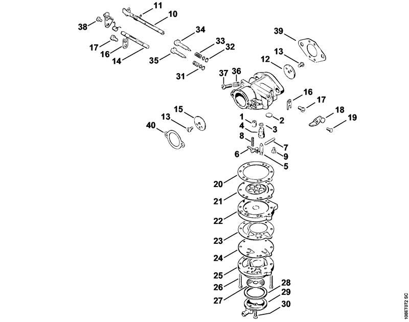 STIHL 4201-121-2900 Chokeklep positie 15 technische tekening