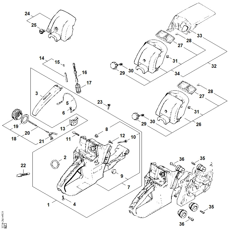 STIHL 1118-358-7700 Slang positie 16 technische tekening