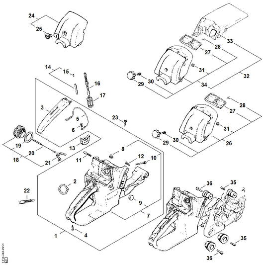 STIHL 9041-216-1280 Cilinderkopbout M6x16 positie 36 technische tekening