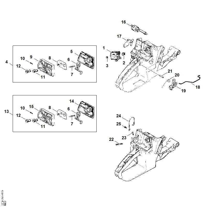 STIHL 1118-182-1501 Gasstang positie 18 technische tekening
