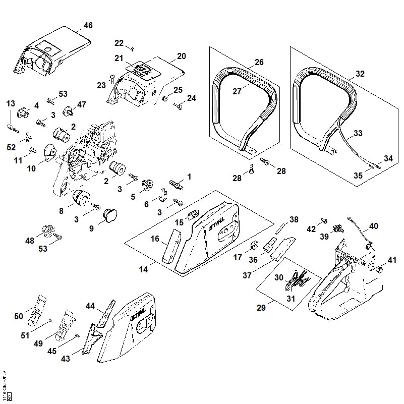 STIHL 1118-790-1701 Handgreep positie 26 technische tekening