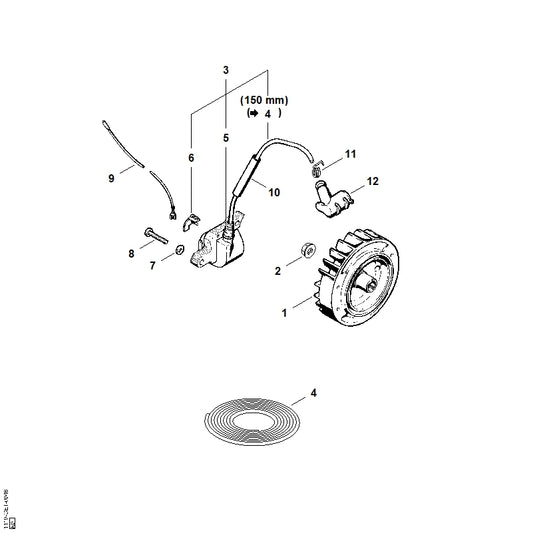 STIHL 1119-400-1206 Vliegwiel positie 1 technische tekening