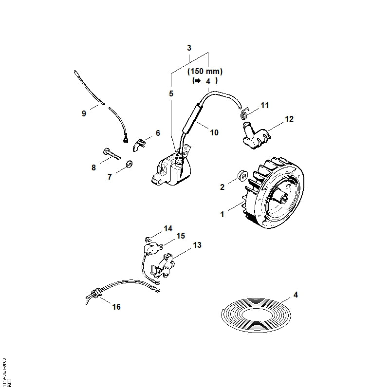 STIHL 1119-405-8000 Slang positie 10 technische tekening