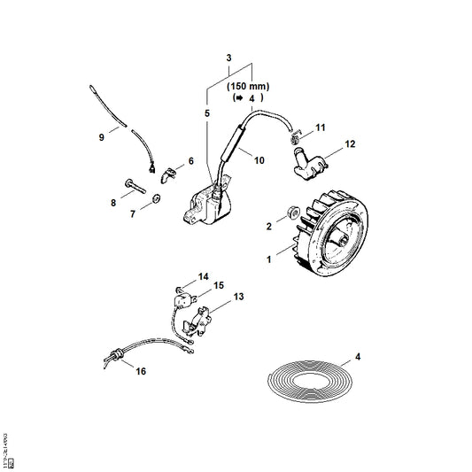 STIHL 1119-405-8000 Slang positie 10 technische tekening
