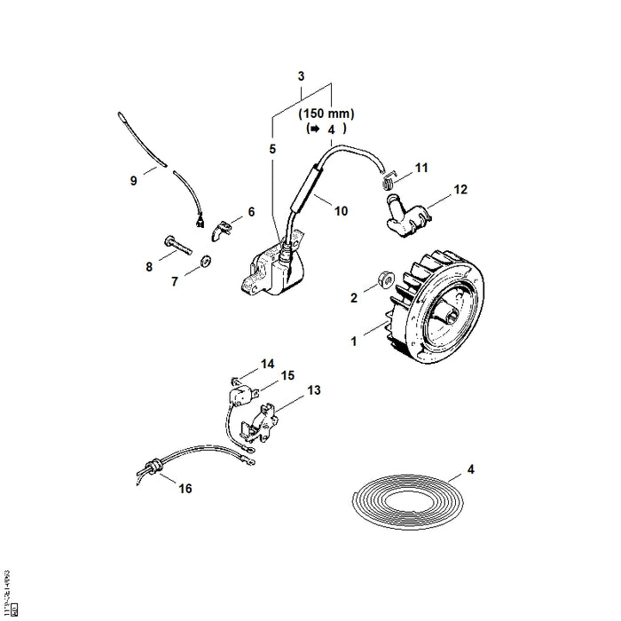 STIHL 1119-405-8000 Slang positie 10 technische tekening