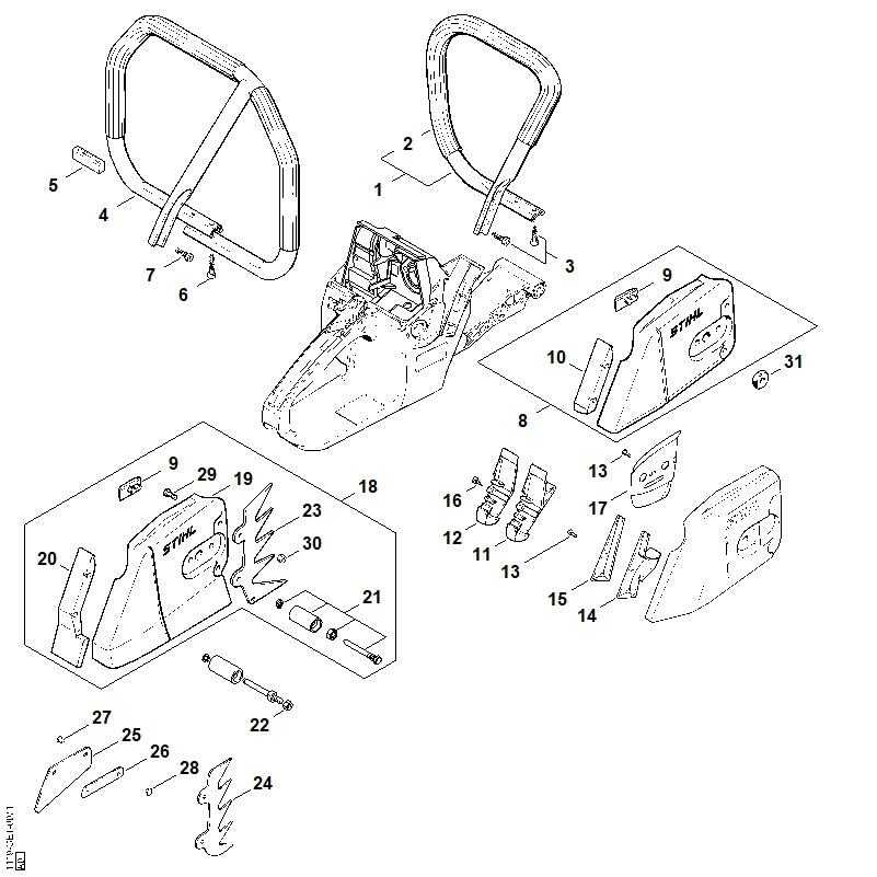STIHL 1125-656-1505 Beschermer positie 12 technische tekening