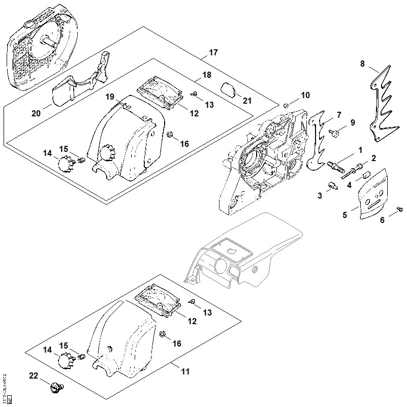 STIHL 1119-140-1903 Carburateurkastdeksel positie 18 technische tekening