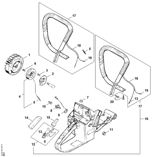 STIHL 1121-791-9000 Drukstuk positie 14 technische tekening