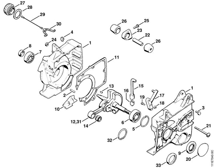 STIHL 1111-029-0501 Pakking positie 11 technische tekening