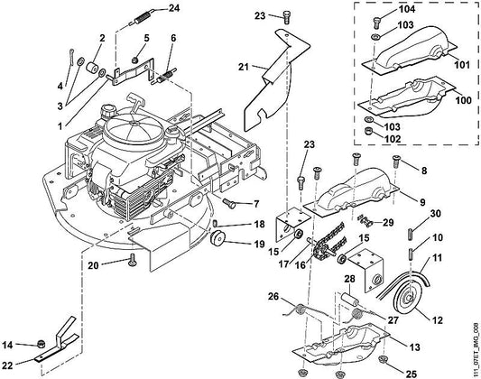 STIHL 6380-704-2100 V-riem positie 11 technische tekening