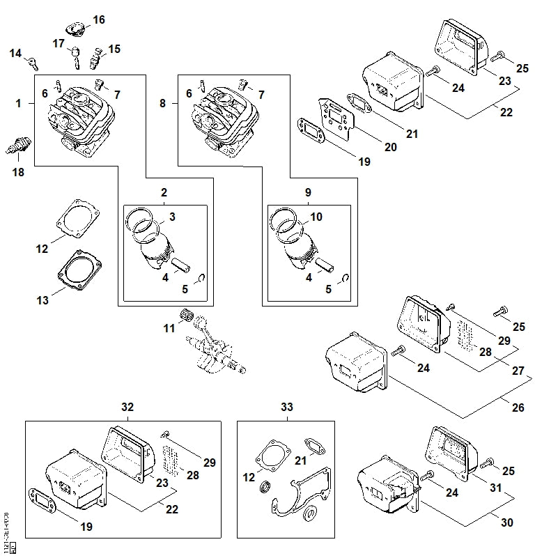 STIHL 1118-029-2306 Cilindervoetpakking 0,5 mm positie 12 technische tekening