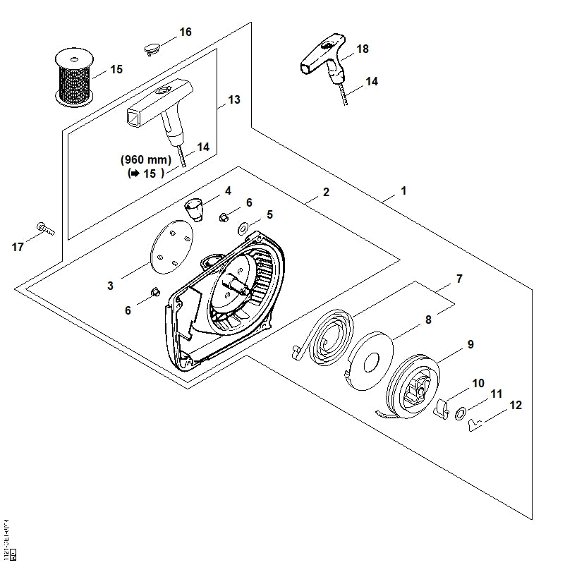 STIHL 1121-080-1812 Ventilatorhuis positie 2 technische tekening