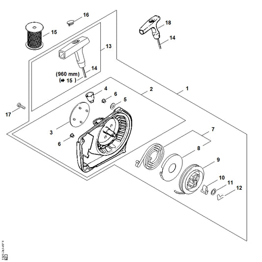 STIHL 1121-967-1509 Typeplaatje MS 260 C positie 3 technische tekening
