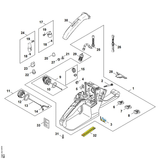 STIHL 1121-123-7504 Doorvoerrubber positie 8 technische tekening