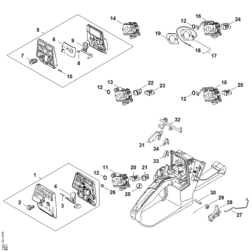 STIHL 1118-123-7500 Doorvoerrubber positie 21 technische tekening