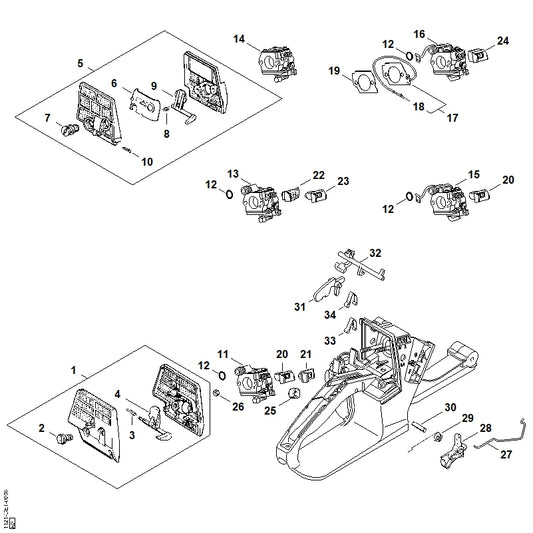 STIHL 1121-121-2900 Chokeklep positie 9 technische tekening