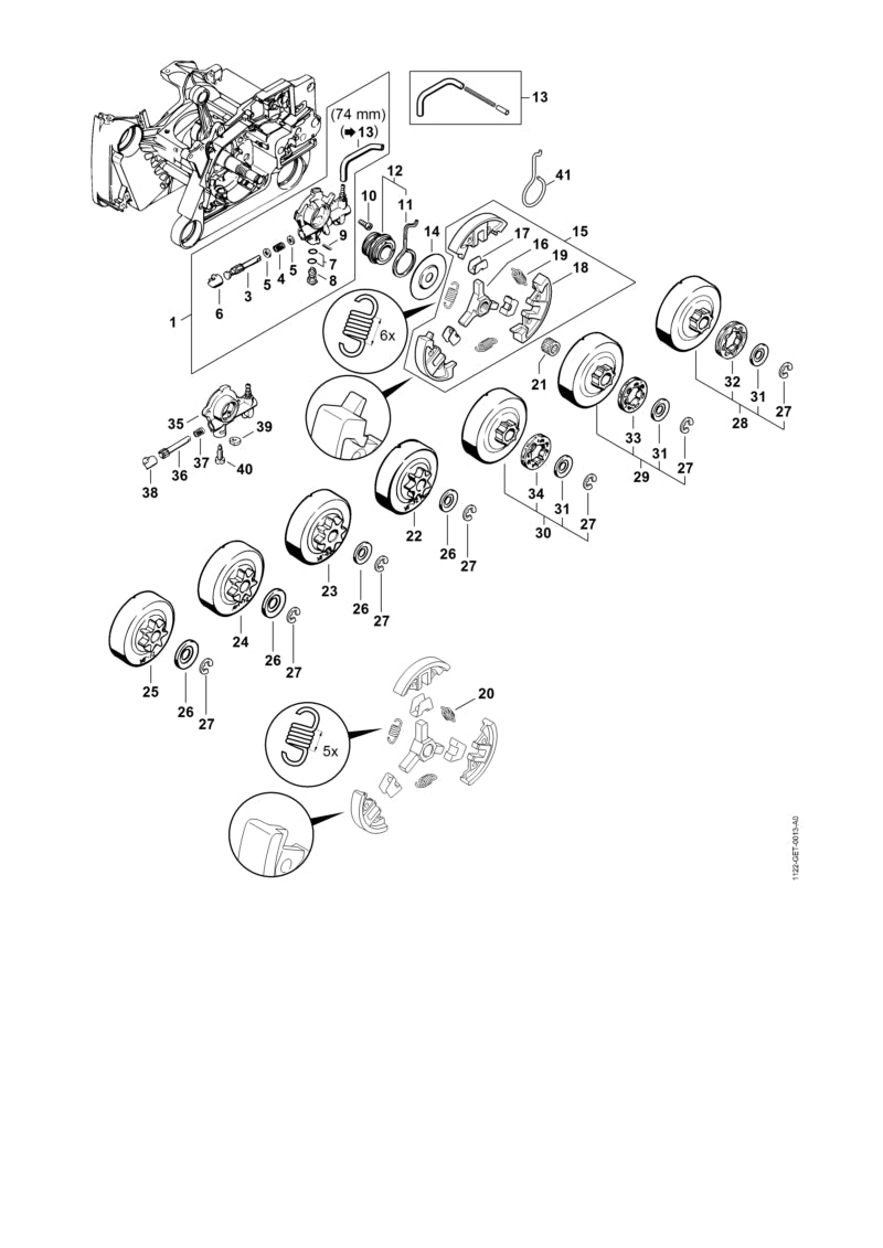 STIHL 1122-640-3204 Oliepomp (slag 0,9 mm) positie 1 technische tekening