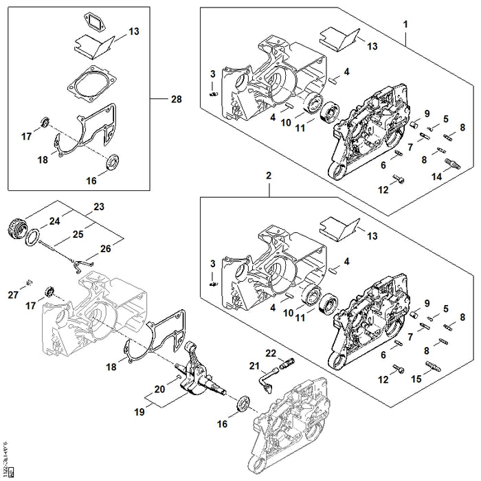 STIHL 1122-020-2116 Carter positie 1 technische tekening