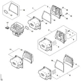 STIHL 1122-140-0604 Uitlaatdemper positie 1 technische tekening
